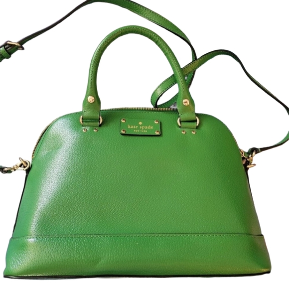 Kate Spade Wellesley Rachelle Small Satchel Green With Handle & Shoulder Strap